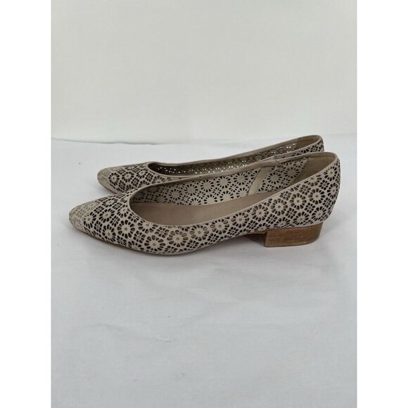 Sundance Catalog Dahlia Cutout Laser Design Floral Flats Ivory Boho Size 38 US 8 - Picture 10 of 16